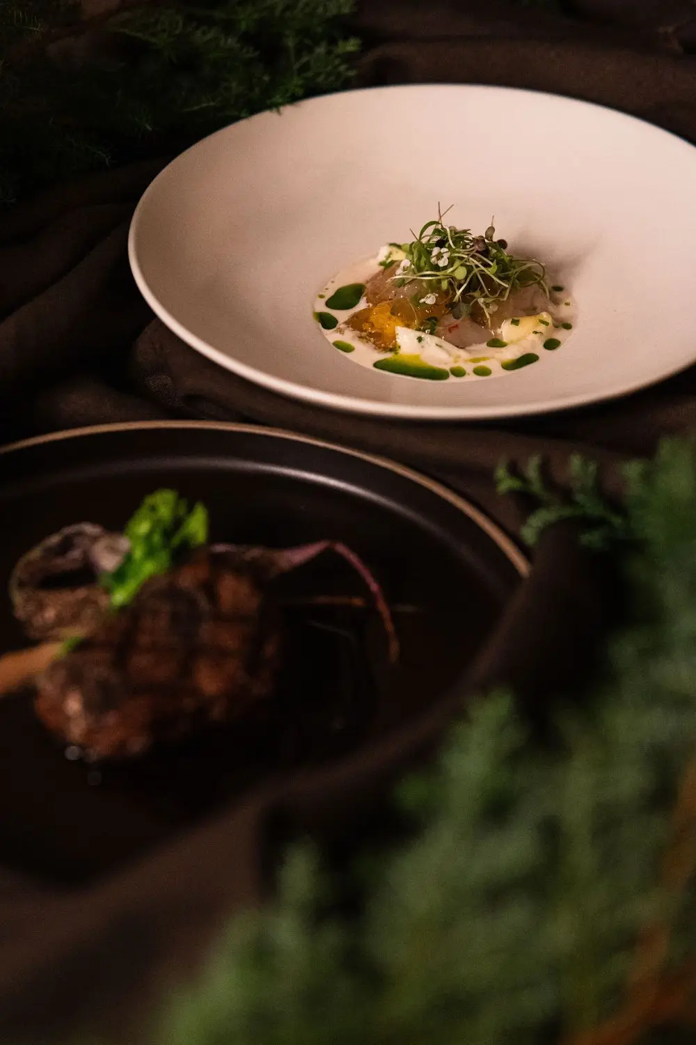 Kunstnerisk dandering av en hovedrett hos Marovella Cuisine